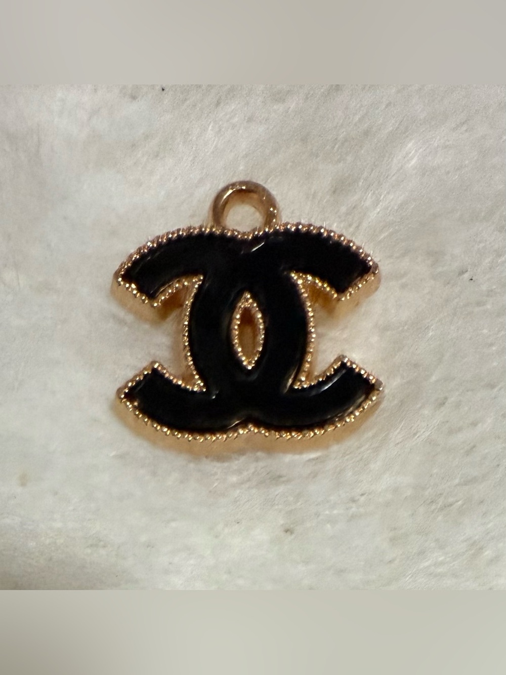 Mini-CC Pendant/Charm in Black Gold-tone